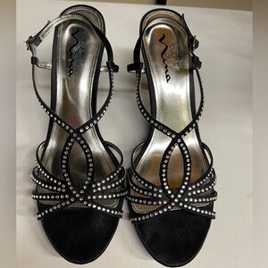 Black heels with embellishments